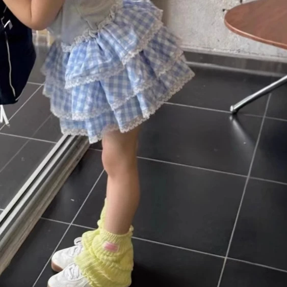 

Plaid Skirt 2025 Summer New Fashionable Cute Korean Sweet Temperament All-match Lace Plaid Skirt Kids Clothes