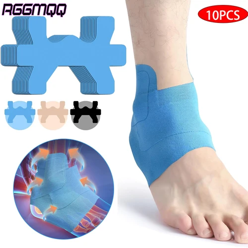 Cinta de kinesiología precortada de 10 piezas para soporte de tobillo: cinta atlética impermeable, transpirable y elástica para estabilidad muscular para deportes