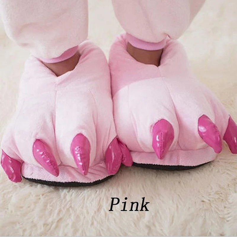 Winter Warm Soft Indoor Floor Slippers Women Men Shoes Paw Funny Animal Christmas Monster Dinosaur Claw Plush Home view 3