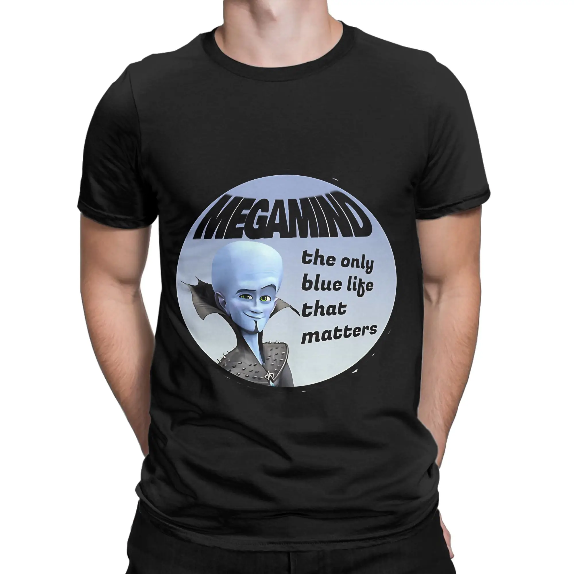 The Blue Life That Matters Megamind Classic Shirt Novelty 100% Cotton T-Shirt Megamind vs The dDoom Syndicate Tees Tops For Men