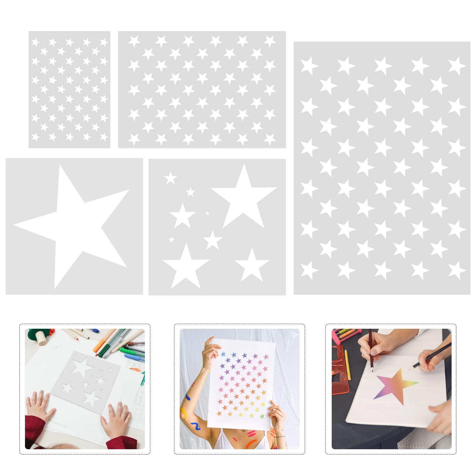 5 Pcs Template Pentagram Reusable Star Stencils Pp Decorative Wall For Painting