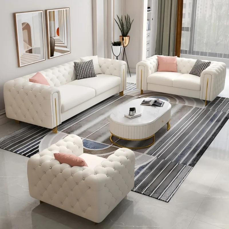 

Lightweight luxury fabric sofa velvet honeycomb stainless steel living room sofa home