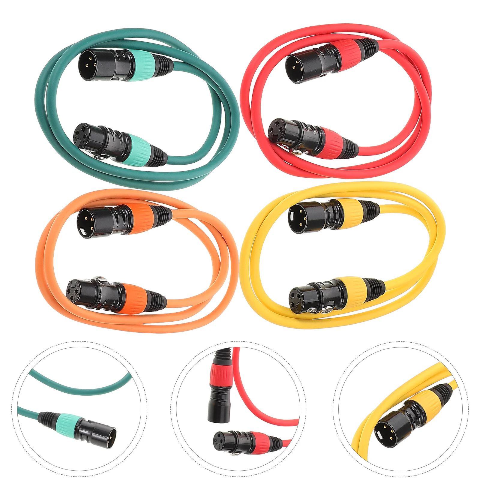 

4pcs Audio Cables Male To Female Microphone Cords Balanced Mic Cable For Speaker Noise Reduction Lightweight Signal Protection