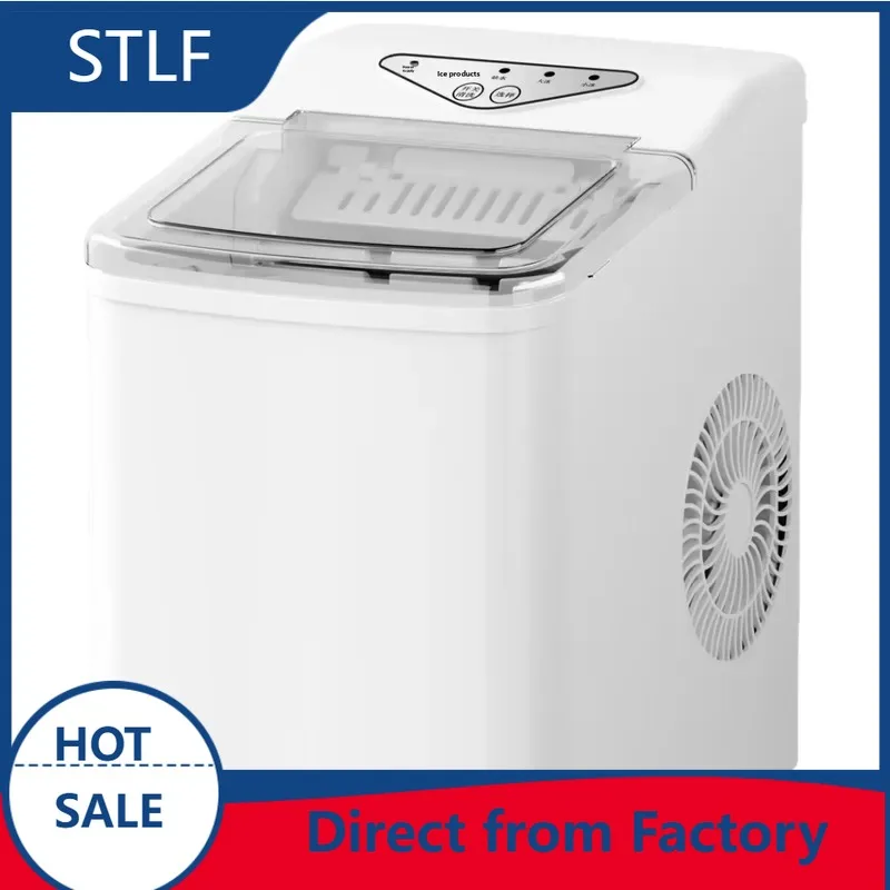 STLF Ice machine, mini compact plug-in fully automatic ice machine 12kg/24-hour capacity, suitable for dormitory