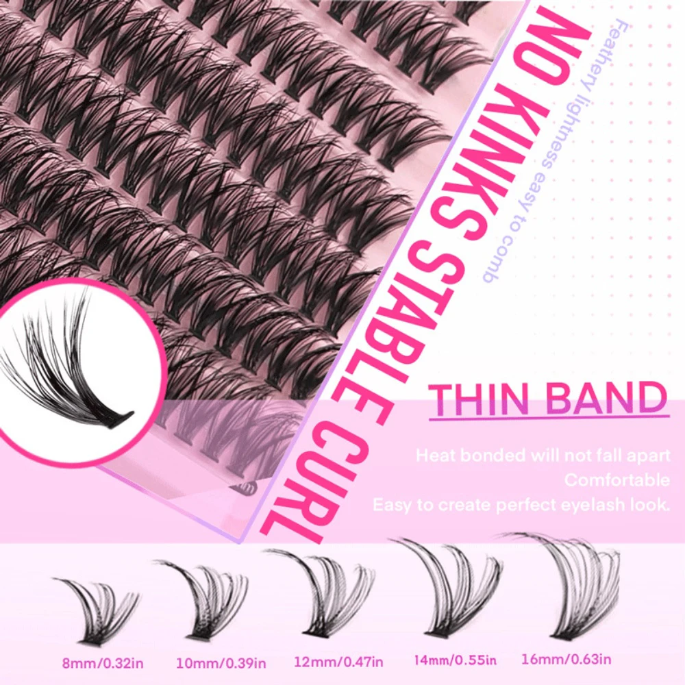 40D Wärmebundene falsche Wimpern, gemischt, natürlich, dick, dicht, lockig, gefälschte Wimpern, individuelle Cluster-Wimpern, Make-up-Zubehör