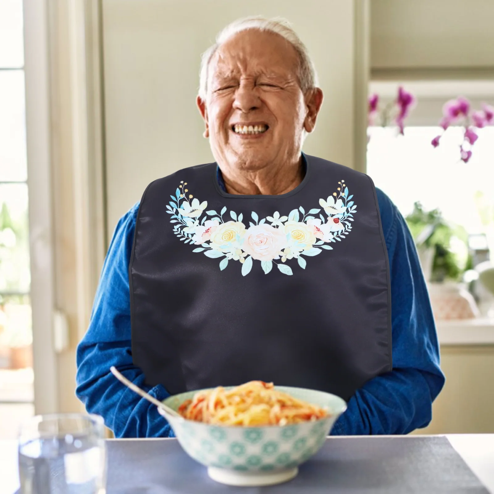 

Leak-proof Bib Adult Bibs for Elderly Women Adults Reusable Man Eating Clothing