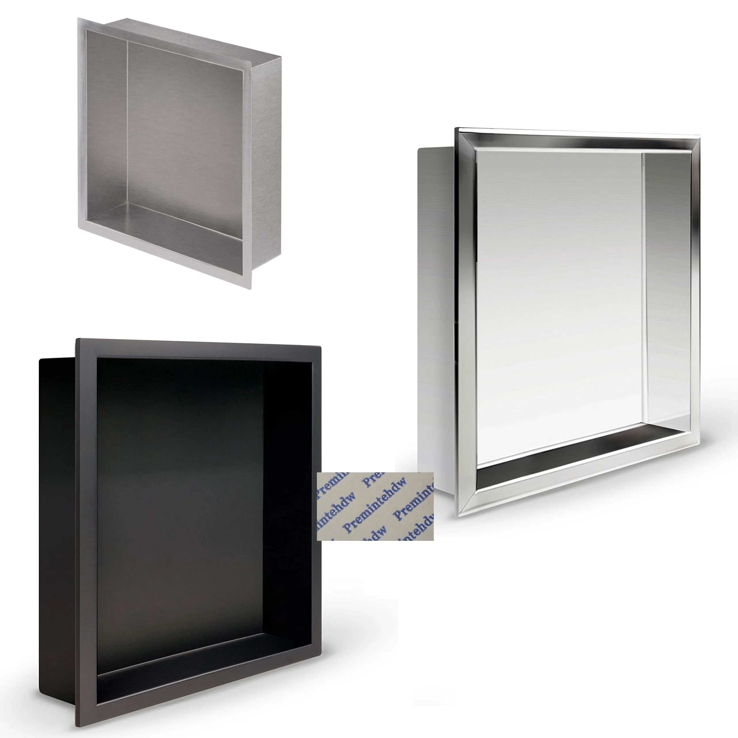 

1Piece Black Matte Polished Brushed Stainless Steel Rectangle Square Single Wall Recessed Shelf Bath Shower Niche