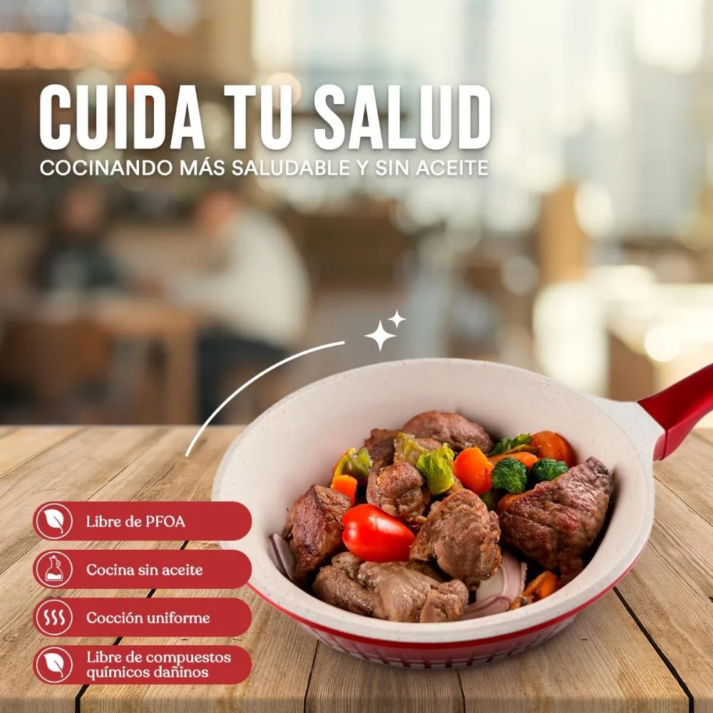 طقم أواني طهي غير لاصقة مكون من 13 قطعة من الرخام الأحمر مع تقنية Kochstelle #4