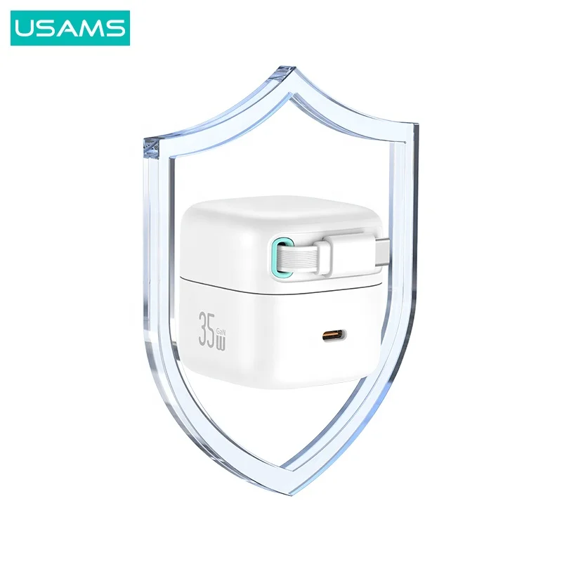 PD 35W Gan Charger 35W Dual TYPE C Output Magnetic Retractable Cable US Plug Fast Charger