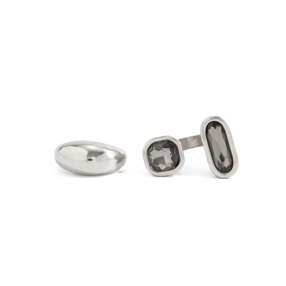 2Pcs/set Light Lux Toe Ring Set Plain Metal Acrylic Stone Metal Toe Band Open Adjust Multi Pack Acrylic Gem Band Street Shoot