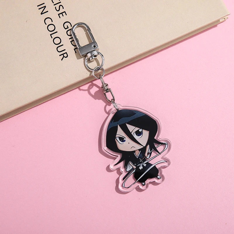 Anime BLEACH Kurosaki Ichigo Kuchiki Rukia Keychain Cosplay Accessories Backpack Pendant Badge Cartoon Christmas Gifts