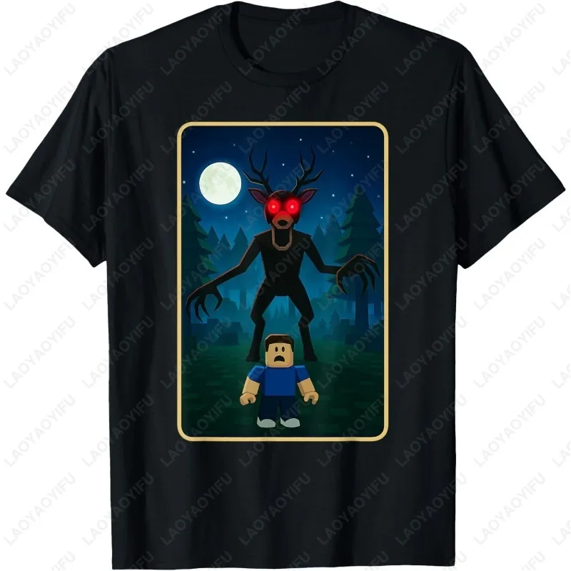 Scary Deer 99 Nights Halloween Gamer in The Forest TShirt Men Women Vintage Classic Fashion Streetwear Tees Cotton Roupas Gifts