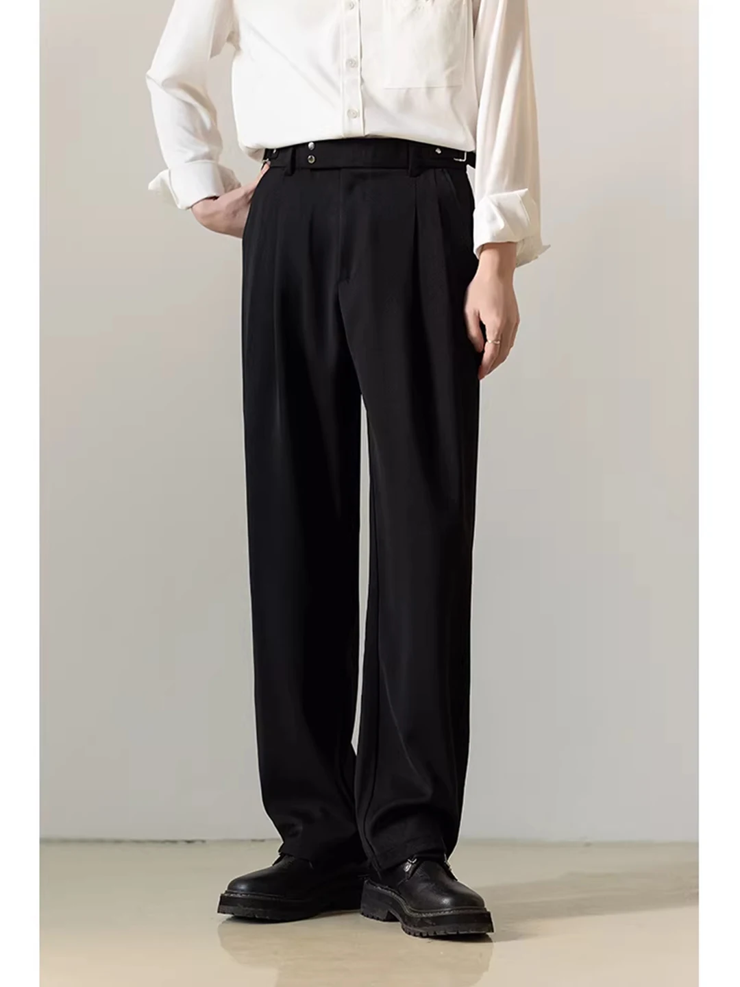 

Мужские повседневные брюки прямого кроя с широкими штанинами, драпированные, осенне-весенние, молодежные, стильные, цветные, длинные