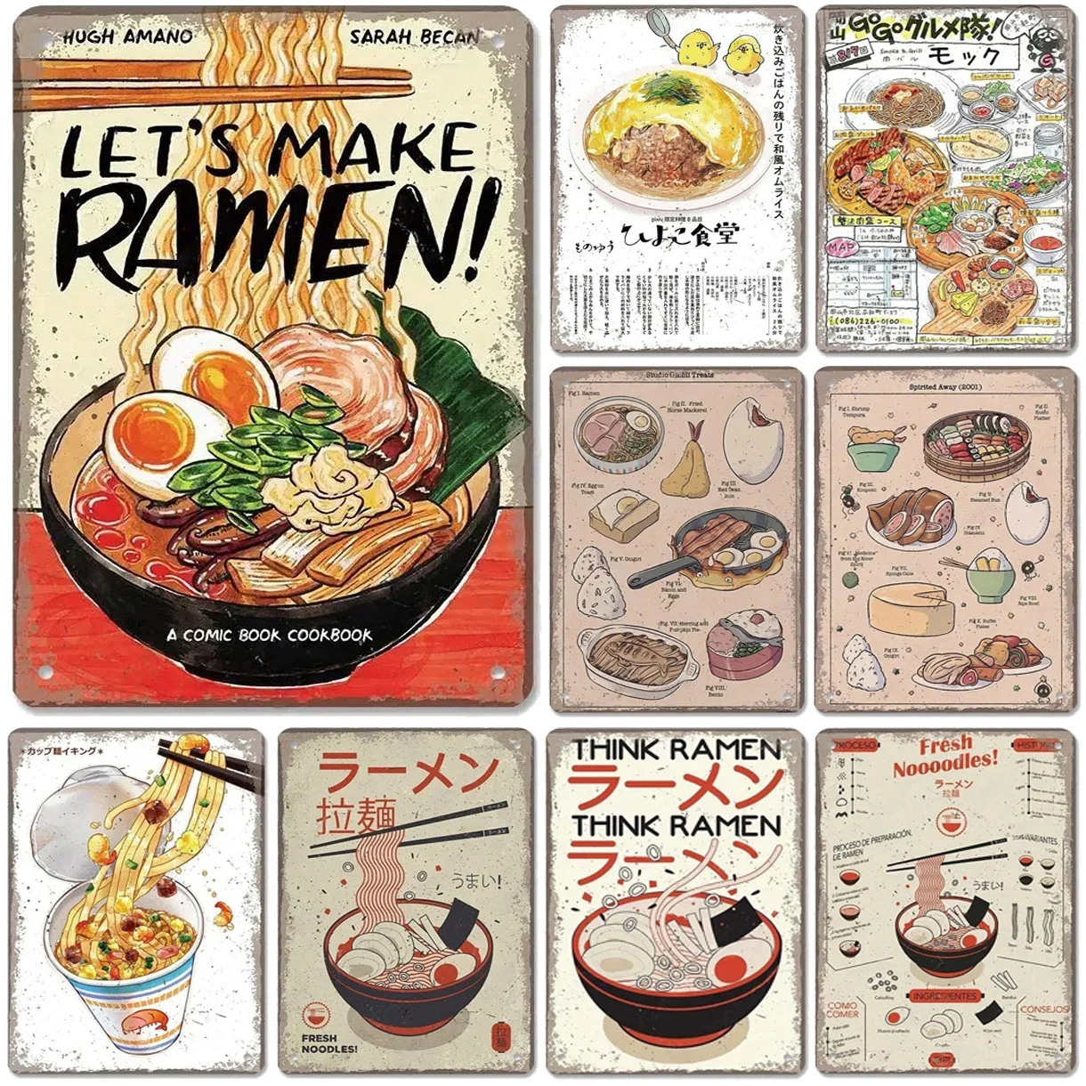 Japaness Metal Tin Signs Ramen Wall Decoration Plaque Vintage Art Poster Iron Painting for Man Cave Home Cafe Garden Club Bar