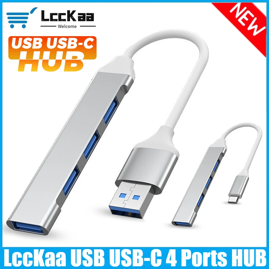 

LccKaa USB 3.0 HUB Type-C 4 Port USB Hub Splitter Speed Transmission USB Adapter Mini Multiport Expander for Desktop Laptop