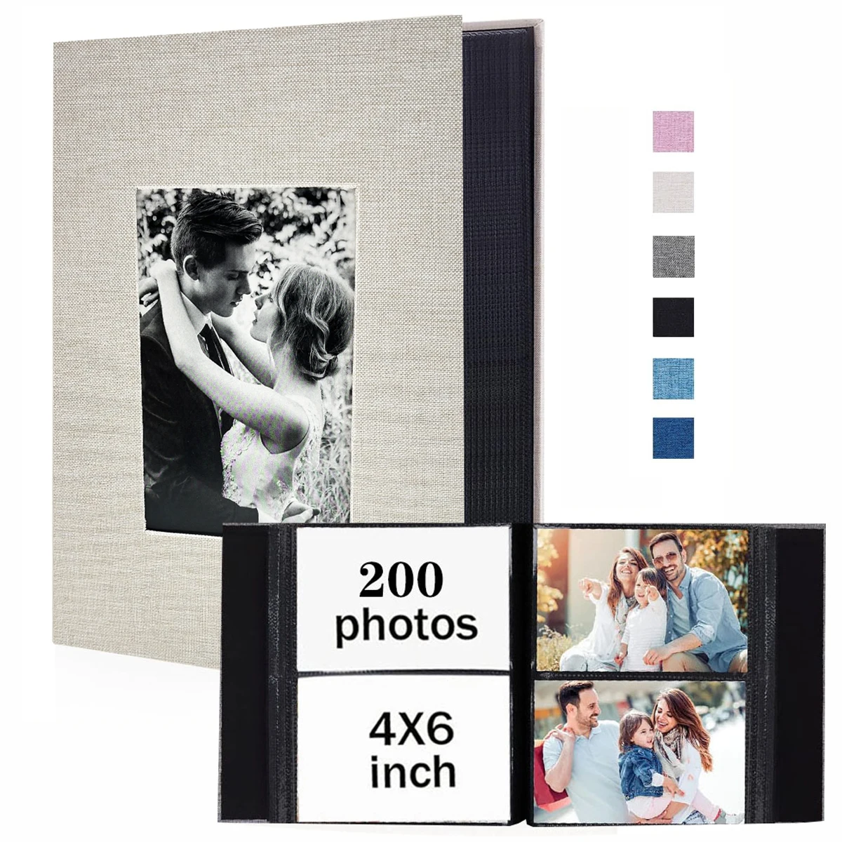 1 Stück Leinen-Fotoalbum für 4x6 Fotos, 200 Taschen, Einsteckdesign, schützt die Fotos, Weihnachts-, Hochzeits-, Jubiläums- und Gedenkalbum. ﻿
