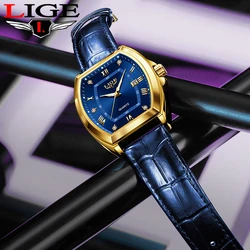 2024 new LIGE original brand fashion men's watch luxury quartz leather waterproof luminous date watches for men with box reloj