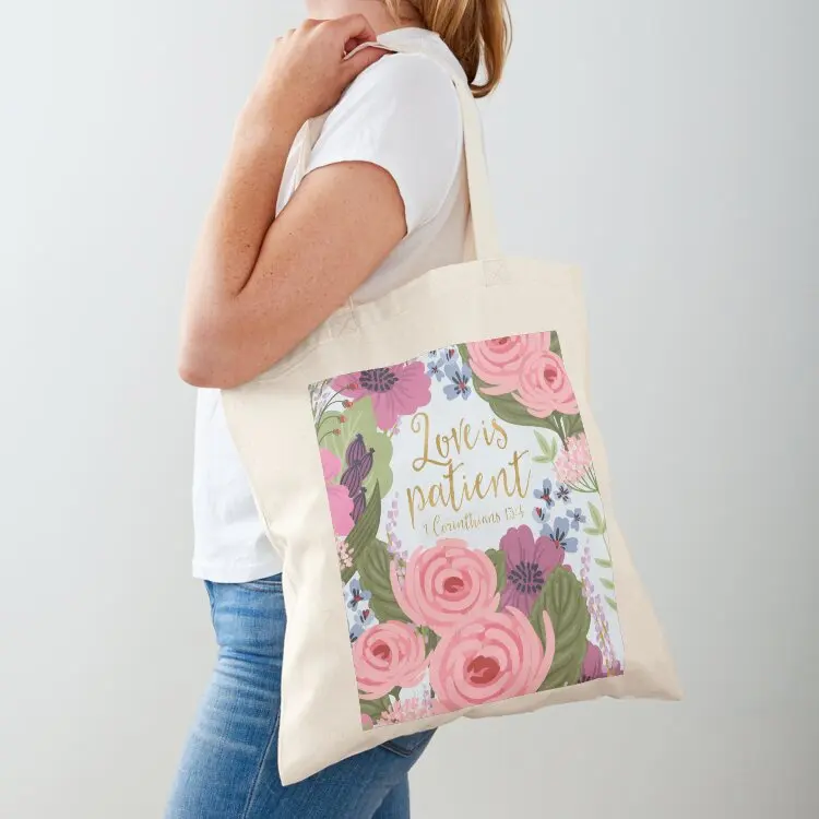 

LOVE IS PATIENT (1 Corinthians 13:4) Tote Bag canvas shopping bag shopper bags Shopper bag tote men