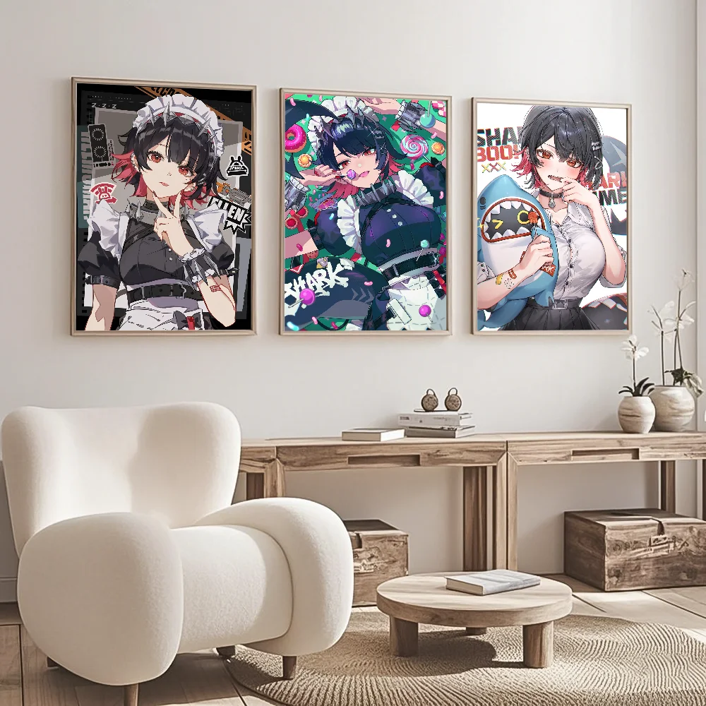 ZZZ Ellen Joe Game Zenless Zone Zero Poster Waterproof Wall Art Sticker For Living Room Vintage Decor High Quality Print Gift