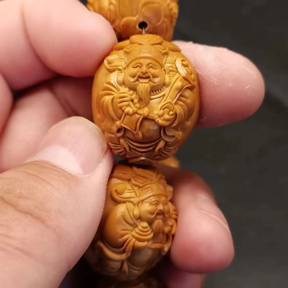 Kowloon God of Wealth Olive Kernel Bracelet The God of Wealth Maitreya Master Carved Handmade Lucky Hand String Wen Play Jewelry