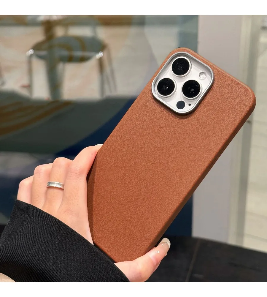 Vintage Solid Leather Texture Naked Hand Feel Business Minimalist Cover For Iphone 12 13 14 15 16 17