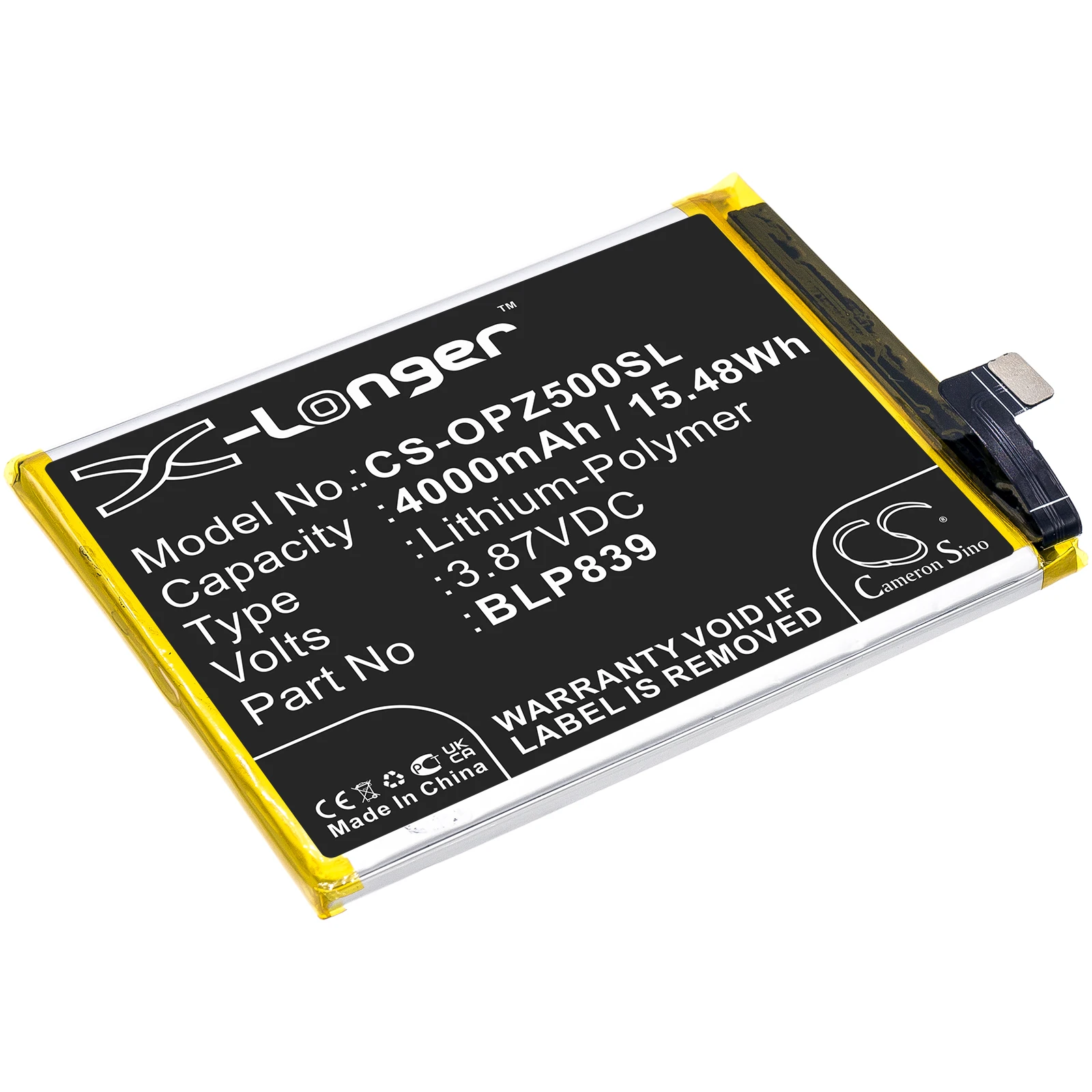 

Li-Polymer Mobile, SmartPhone Battery for OPPO, 3.87V, 4000mAh, Compatible Models: 2213, A94 5G, CPH2211, Reno 5Z 5G 2021