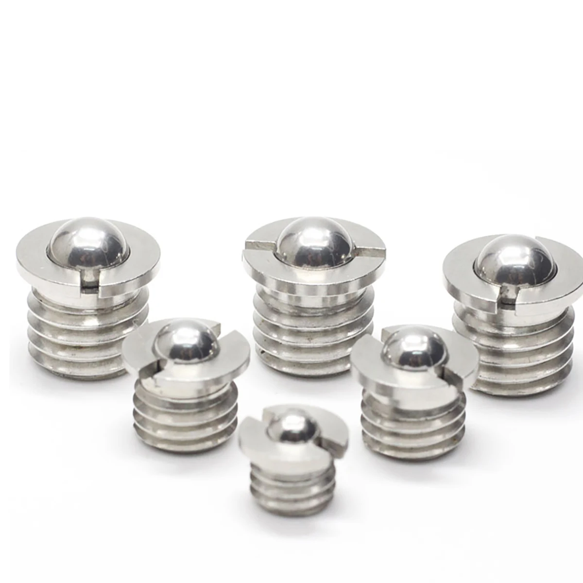 304 Stainless Steel Flanged Spring Ball Plunger, Press-In Set Bead Wave Screw