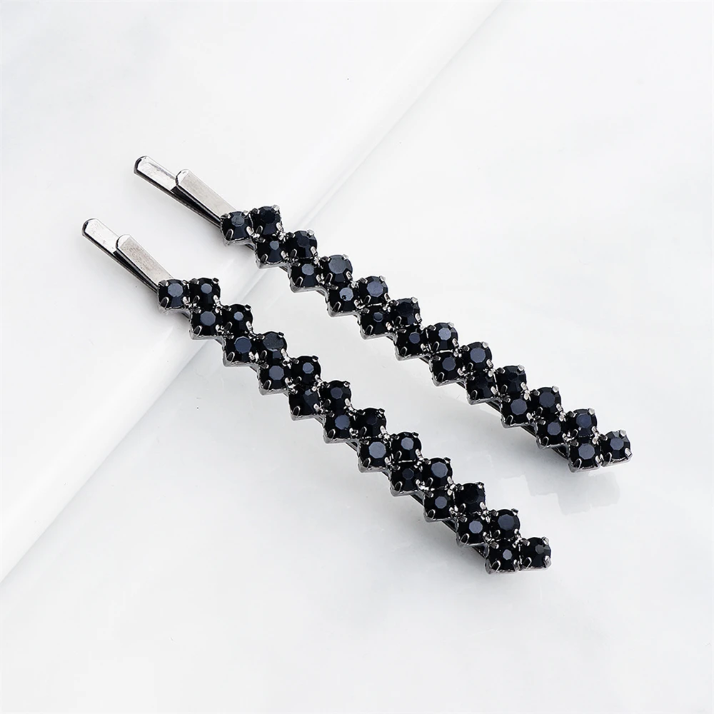 A Pair One Word Clip Ladies Glitter Rhinestones Hairpins Girls Hairgrips Hairstyle Women Bobby Pins Styling Hair Accessories