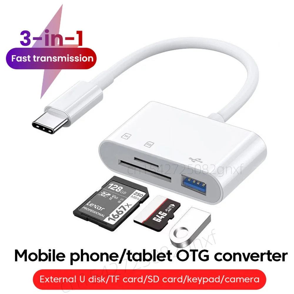 3 in 1 Type C OTG Card Reader Adapter USB Type C To SD TF Memory Card Reader Adapter High Speed For Phone PC Laptop Accessories