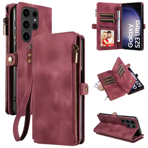 For Samsung s25 Ultra Case S24 FE S22 S23 S21 S20 Plus A56 Wallet Phone Bags with Cards Holder Flip Luxury Mobile Leather Covers