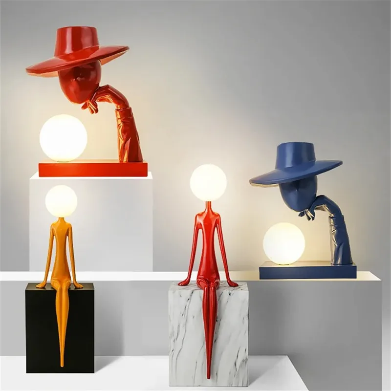 Artistic Humanoid Sculpture table lamp balloon lamp Resin Novelty lamp Living Room Bedroom Bedside Lamp colorful Ambient Light