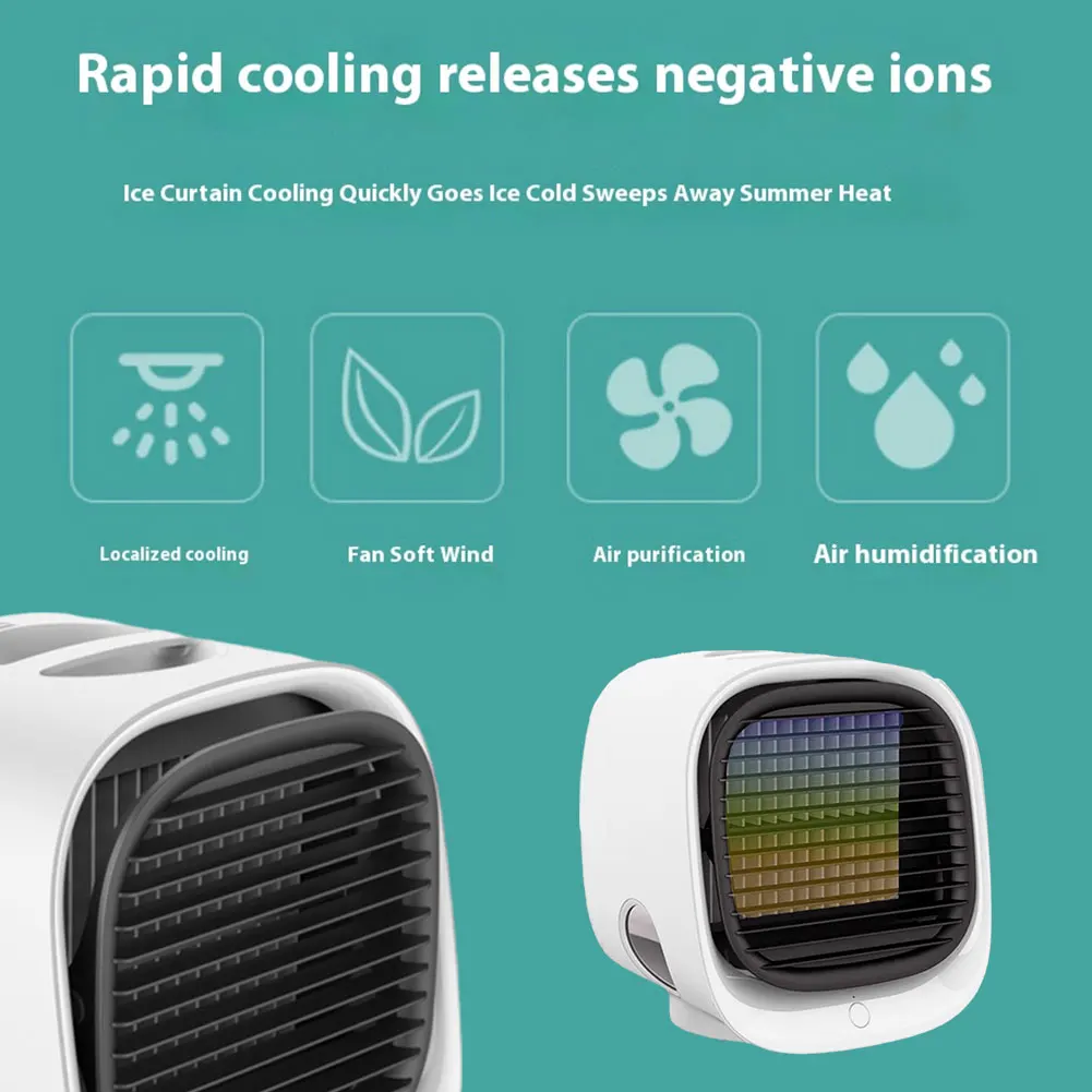 مروحة سطح المكتب 3 سرعات قابلة للتعديل ومروحة مكتب تبريد هادئة ومكيف هواء مع ضوء ليلي لسطح المكتب وغرفة النوم