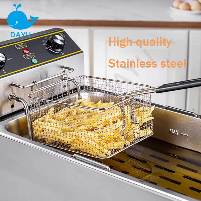 Fryer Commercial Electric Kitchen Equipments Food Processor Cooker 20L Stainless Steel Double Cylinder Fried Chicken Stove