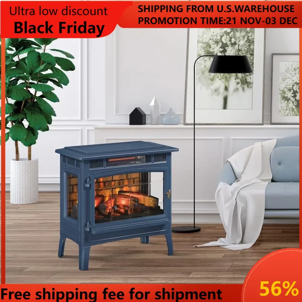 

Freestanding Electric Fireplace Stove Heater with 3D Flame Effect for 1,000 Sq. Ft. Room, Navy fire pit outdoor backyard