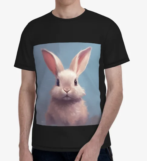 

3D Printed Rabbit Patterns Loose and Trendy Fashionable and Casual for Couples Children's Breathable Harajuku Style
