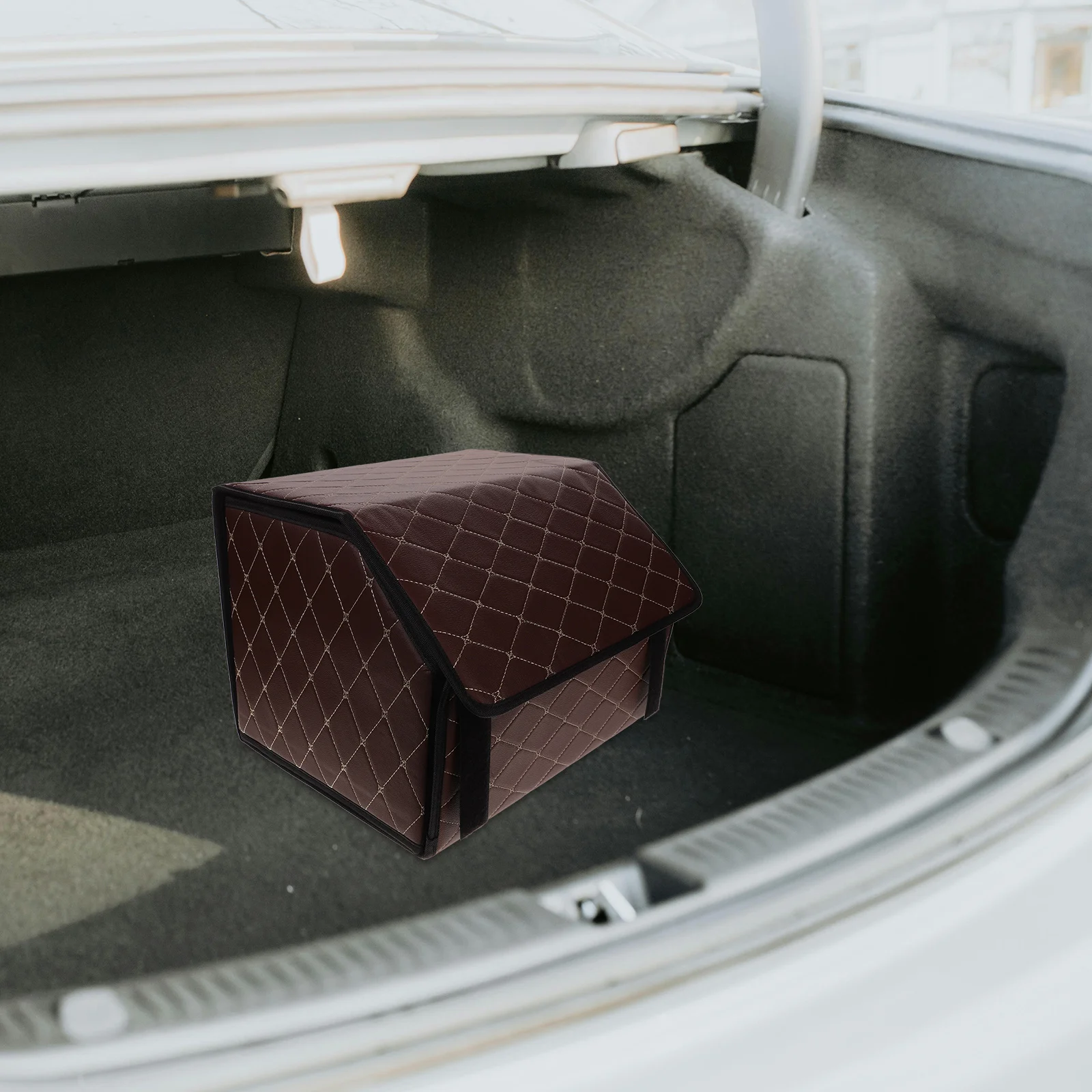 

Foldable Car Trunk Organizer Sturdy Artificial Truck Bed Storage Box For Suv Rear Seat Car Accessories Interior