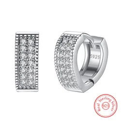Solid 925 Sterling Silver New Lady's High Quality Fashion Jewelry Heart Hoops Crystal Zircon Earrings XY0168