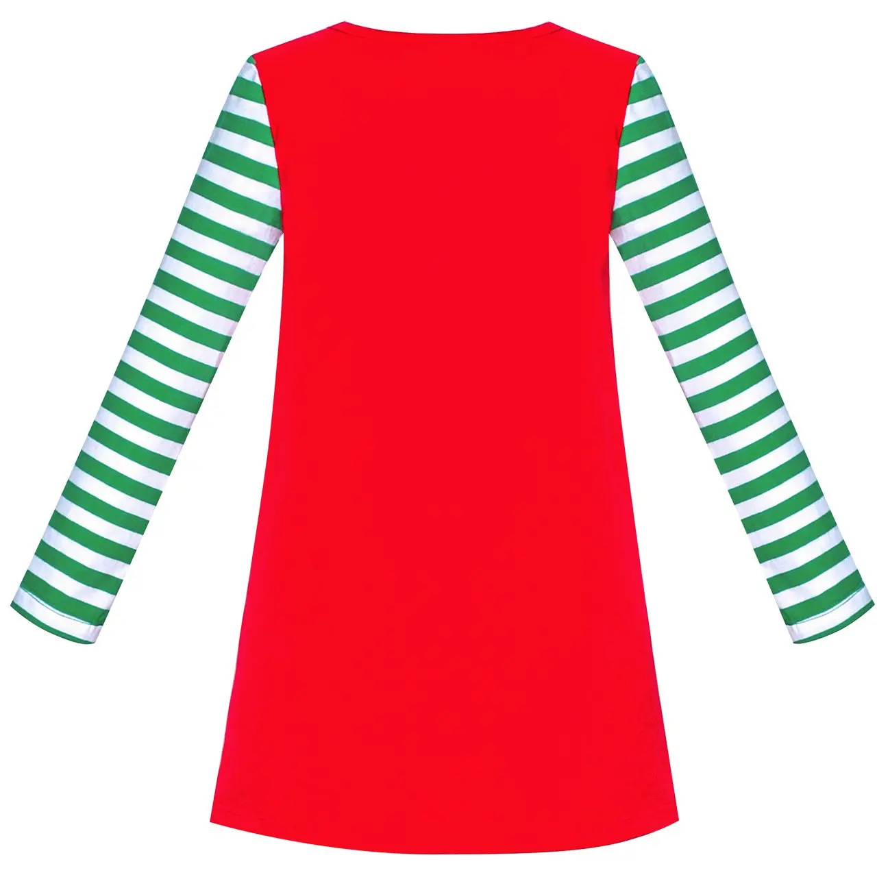 Girls Dress Christmas Tree Red Cotton Long Sleeve
