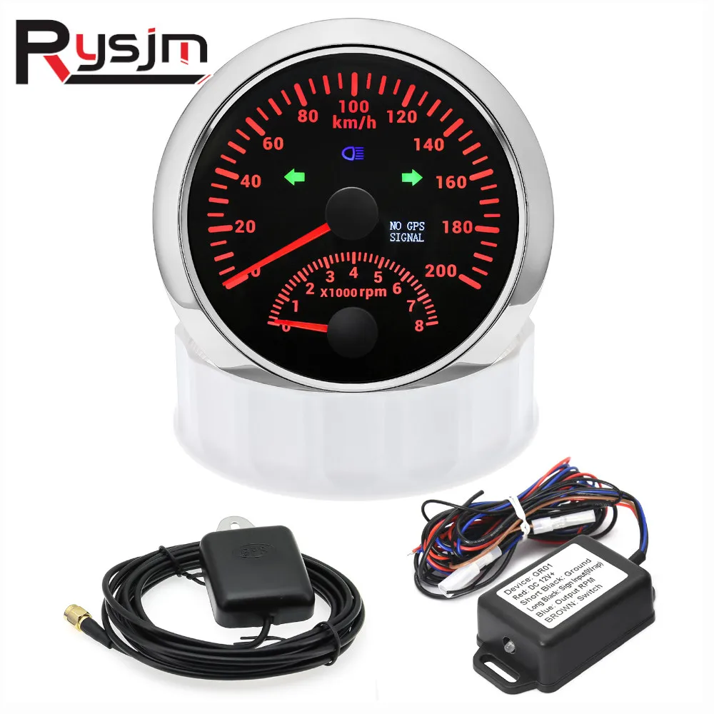 

Universal 2 in 1 85mm Car GPS Speedometer With Tachometer 0-8000RPM 200kmh 120MPH Speed Meter Gauge + RPM Signal Adapter