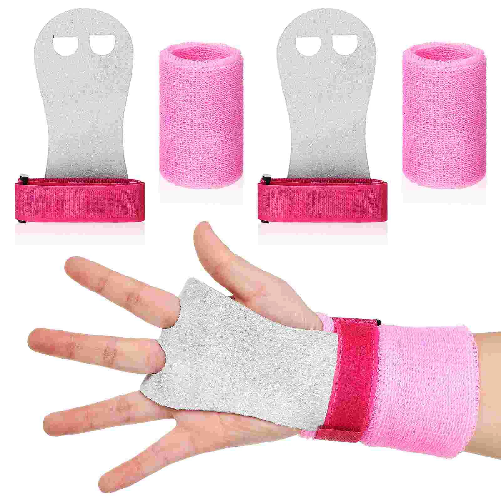 

4 Pcs Grip Palm Protector Child Kids Mittens Grippers Cowhide Bracelets Gymnastic Bar Grips