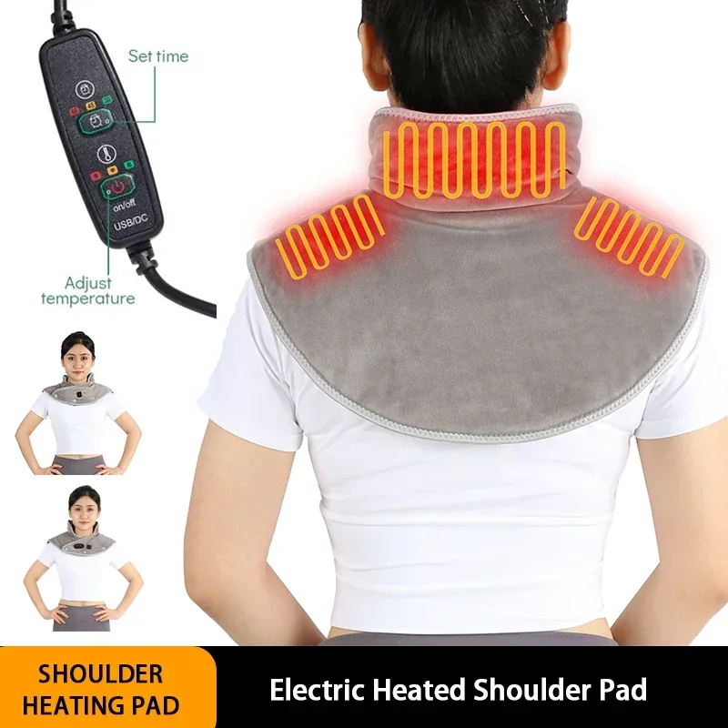 Electric Heating Shoulder Neck Pad Cervical Wrap Three Gear Thermal Compress Massager Vibration Shawl Warm Back Tool Relax Brace