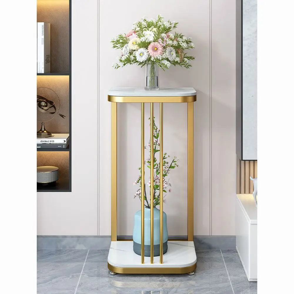 Console Tables Light Luxury Flower Shelf Nordic Indoor Home Balcony Rock Plate Shelf Iron Living Room Simple Floor Shelf Desks