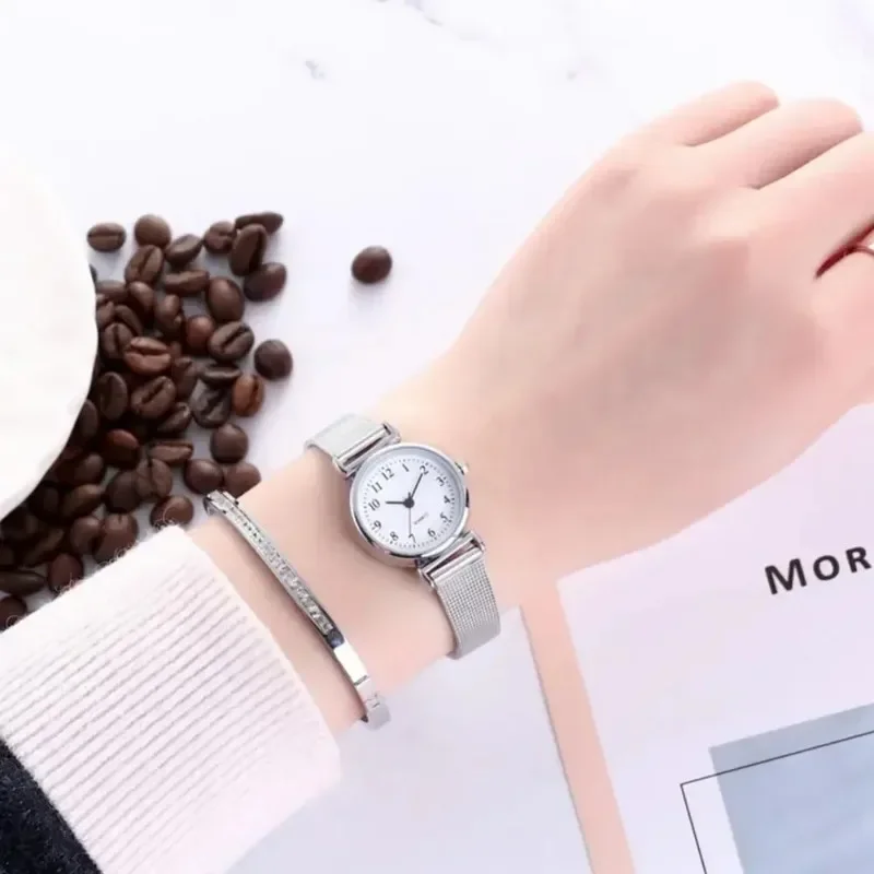 여성용 캐주얼 팔찌 시계, 심플 다이얼 쿼츠 손목시계, 원피스 시계, 패션
