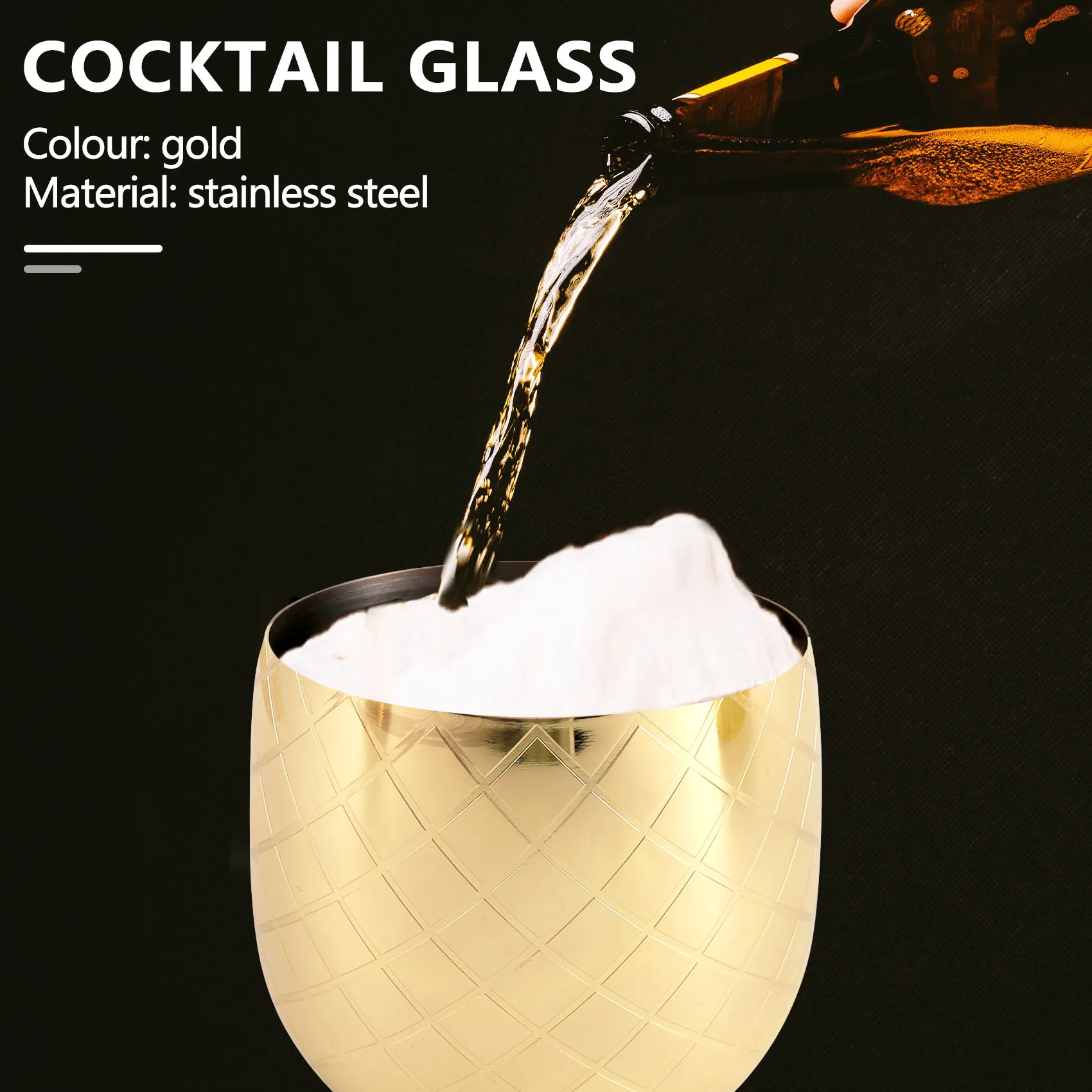 

ABHI-Pineapple Cocktail Glass Metal Cup Moscow Mule Cup DIY Wine Glass Home Decorations Bar Accessories Restaurant Use