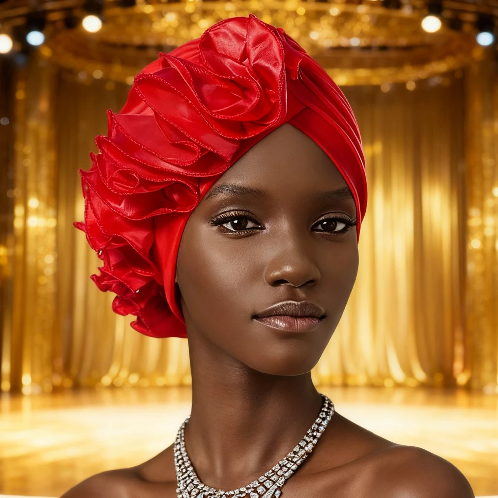 

Indian Hat Flower Turban Muslim Hijab Women Pleated Headscarf Elastic Bonnet Beanies Chemo Cap Hair Loss Headwrap Turbante Mujer