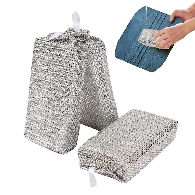 Steel Wool Scrubber Non Scratch Cleaning Rags 3x Wire Mesh Cleaning Cloth Multifunctional Wire Dishcloth For Home Restaurants