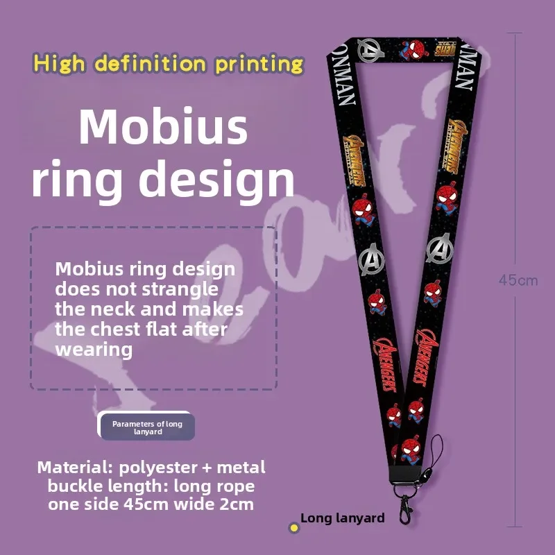 حامل بطاقات Spider-Man Wave - حافظة حافلة كرتونية/حافظة تمرير مترو مع حبل طويل للطلاب