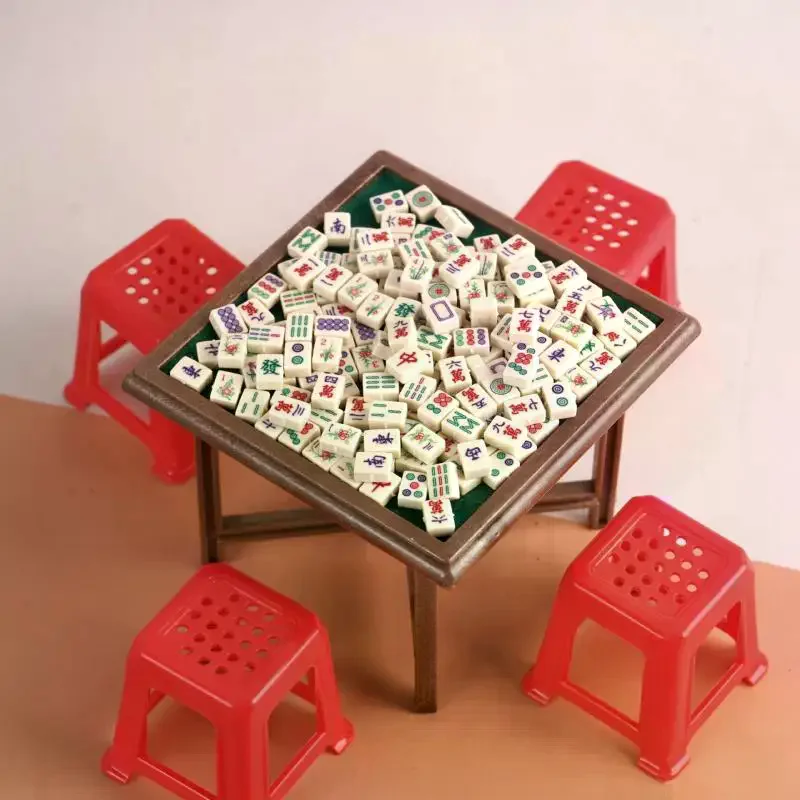 

1Set 1:12 Dollhouse Miniature Mahjong Table And Chair Model Furniture Home Model Decor Toy Doll House Accessories