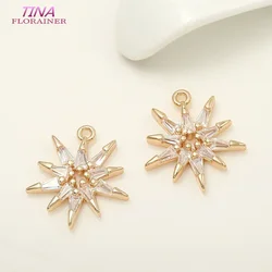 15*18MM  9*12 MM 14K Gold Color Brass and Zircon Flower Charms Pendants Jewelry Making Supplies Diy Accessories