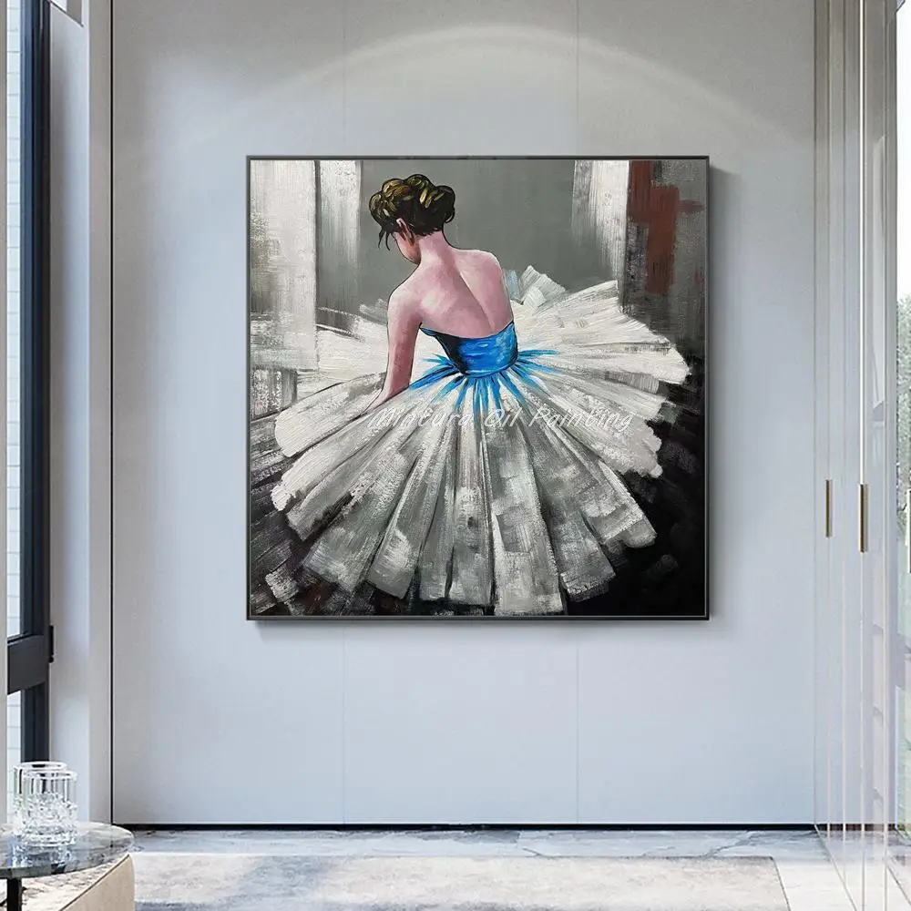 Mintura,Wall Arts Pictures for Living Room Oil Paintings on Canvas,Hand-Painted Grace Dancer Girl's Back Home Decor Wall Hanging